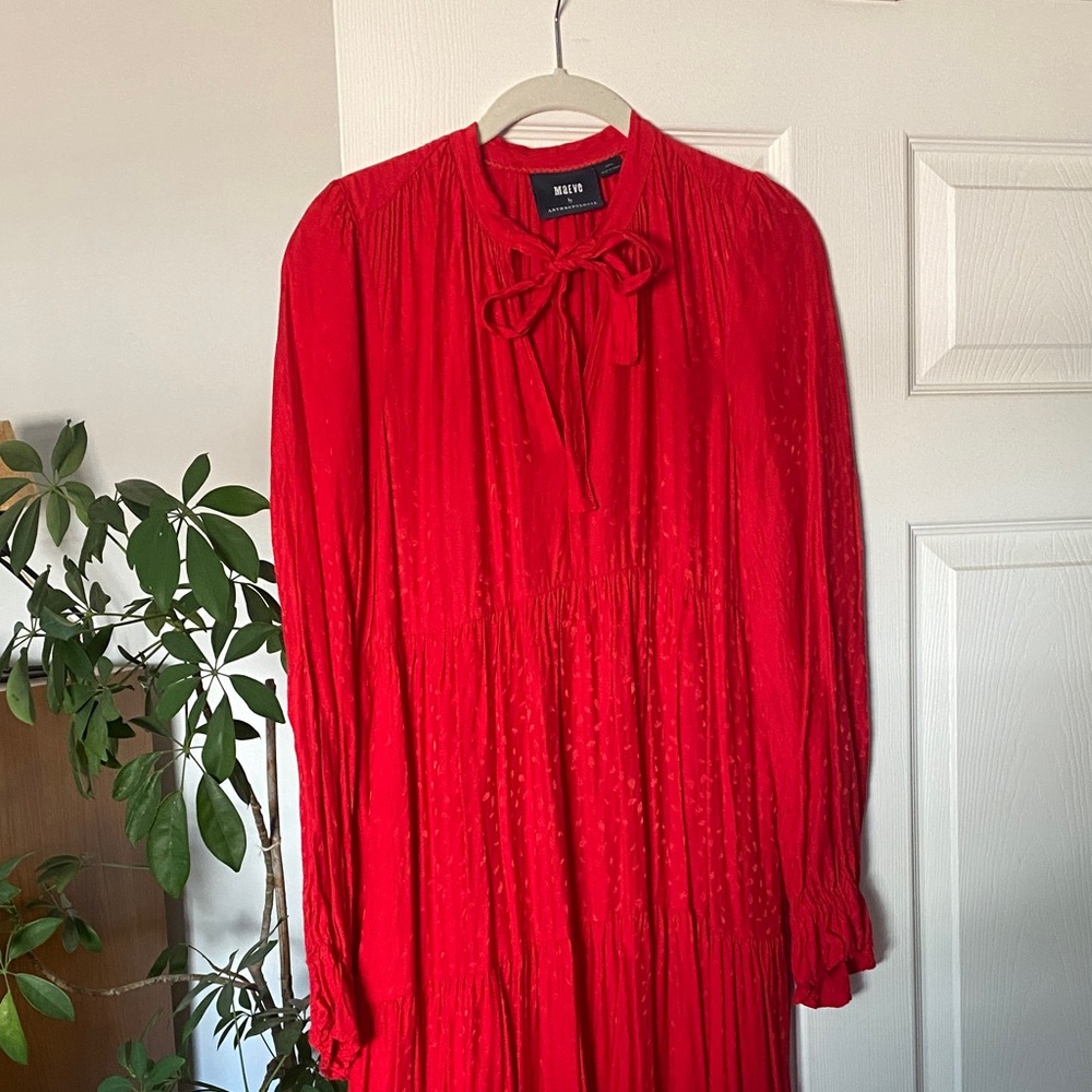 maeve red long sleeve maxi dress